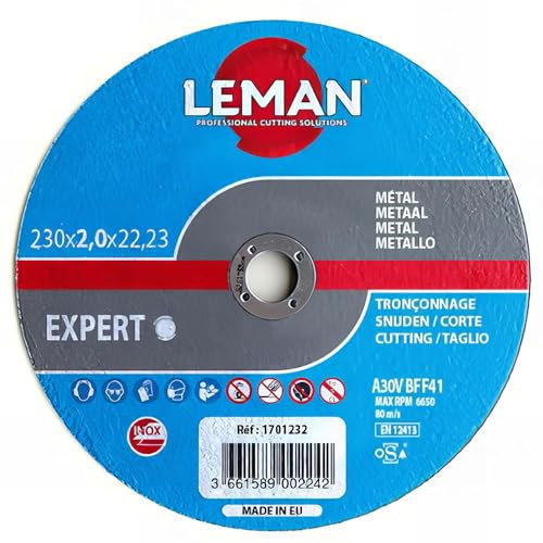 Leman - 25 disques à tronçonner Inox à moyeu déporté - D. 230 x Al. 22,23 x Ep. 2,5 mm - 1702233 - Leman