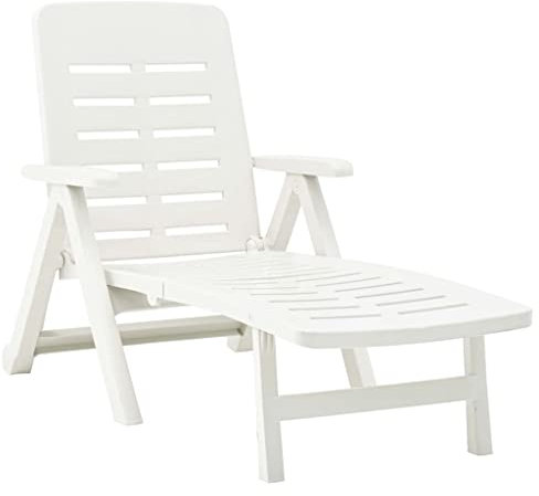 vidaXL Klappliege Witterungsbeständig Klappbar Sonnenliege Gartenliege Relaxliege Liege Strandliege Saunaliege Gartenmöbel Kunststoff Weiß