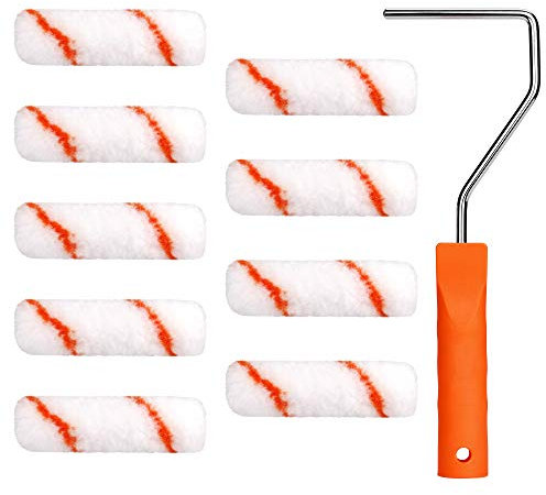 Rullo di Vernice Pennello Mini Rullo di Schiuma Con Maniglia per Pitturare Pareti Soffitti Kit 10 Pezzi