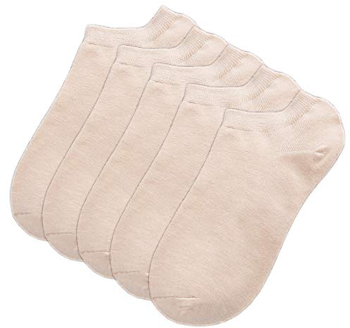 Hamjax Womens Invisible Socks Casual Low Cut Ankle Socks, 5 Pairs, Nude