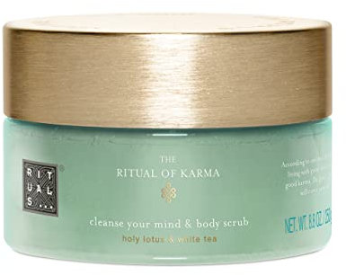 RITUALS Körperpeeling von The Ritual of Karma, 300 g – Mit Sommerlichem Heiligem Lotus und Weißem Tee – feuchtigkeitsspendend und kühlend mit Meersalz und Mineralien
