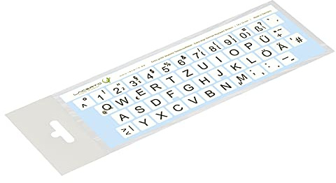 Lacerto® | 14x14mm, extra große Zeichen, deutsche Tastaturaufkleber für Sehbehinderte und Senioren, mit mattem kratzfestem Schutzlaminat, QWERTZ | Farbe: Weiß/Schwarz