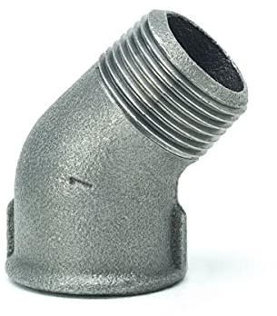 Temperguss-Gewindefitting schwarz Winkel 45°, IG x AG 1 Zoll, Typ 121, DVGW