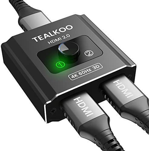Switch HDMI 4K@60Hz, Bidirezionale Sdoppiatore 2 in 1 out/1 in 2 out, 2.0 Switch Supporta 1080P 3D HDR, UHD, HDCP2.2, Splitter Per TV, Fire Stick, Decoder, PS5/4/3, SKYQ, PC