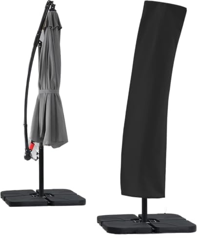 Cubiertas de paraguas offset, cubierta impermeable para paraguas de patio de 8 pies a 10 pies, cubierta de paraguas voladizos de mercado para exteriores con cremallera, color negro