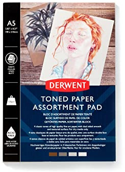 Derwent - Papier A5 avec 4 Tons Neutres, 120 g/m², 20 Feuilles, Recto Lisse / Verso Texturé, Sans Acide, pour Dessin & Croquis, Qualité Professionnelle, 2306019