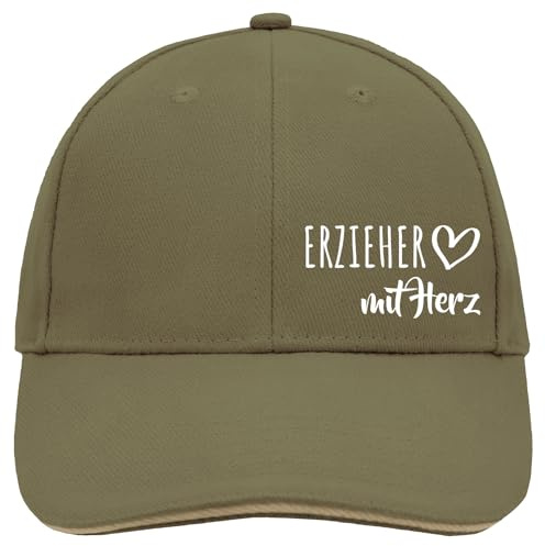 Huuraa Cappy Mütze Erzieher mit Herz Geschenk | Baseballkappe Basecap Kappe Geschenkidee Unisex Baseball Cap
