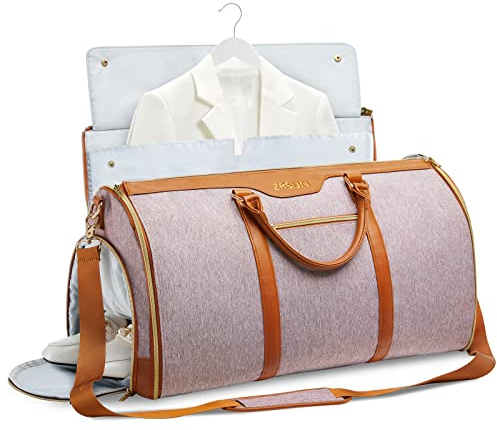 Kleidersack für Reisen, Handgepäck-Kleidersack, 3-in-1 hängender Koffer, Anzug, Wochenend-Reisetasche, Pink, Ls-01