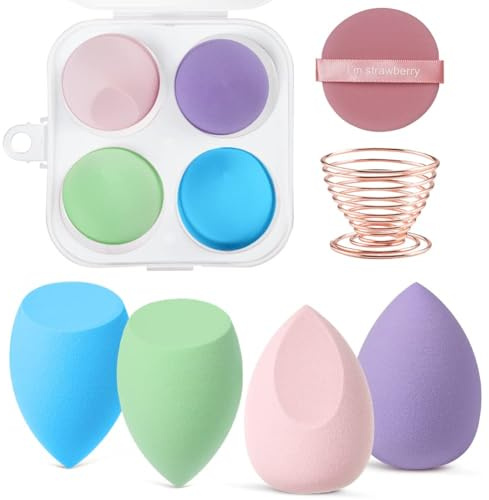 AUAUY Maquillage Éponge, Maquillage Éponge à Fond de Teint Blender pour Beauty, Éponge de Mélange de Fond de Teint sans Faille pour Crème et Poudre Liquides (4 Pièces)