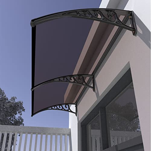 HFDASUENT Tettoia per Esterno,Pensilina Tettoia Policarbonato Compatto Tettuccio Oorta d'ingresso in Policarbonato caffè Scuro,Protezione UV Pioggia Neve (60x160cm/24x63in)