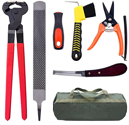 HNONPW 14 inch Horse Farrier Tool Kits - 6Pcs Professional Hoof Trimming Farrier Tools, Can Easily Trim the Hooves of Horses, Cows, Sheep, Donkeys and Other Medium-Sized Animals