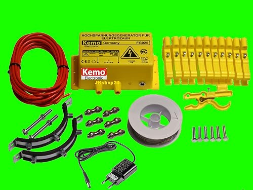 FG025SET/NT Marder/Waschbär-Abwehr SUPER-Dachrinnen-SET - INKLUSIVE! Netzteil 500mA +5,5 x 2,1 mm-Stecker - KEMO Hochspannung-Marderabwehr/Tier-Abwehr 12V/DC an Dach, Regenrinne + Regenfallrohr, Teich