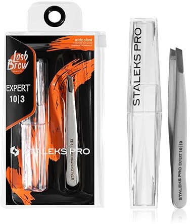 STALEKS PRO Pinza para cejas gruesas y anchas, precisa, acero inoxidable. Expert 10/3