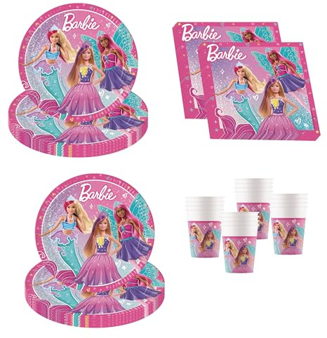 Procos - Set da Festa Barbie Fantasy, Set di Decorazioni multipezzo per Feste di Compleanno per Bambini e Feste estive, Decorazione della tavola, Decorazione di Compleanno