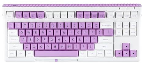 EPOMAKER Brick 87 Mechanische Tastatur mit stapelbarer Blockleiste und Knöpfen, Custom Tastatur, Bluetooth/Wireless/USB-C, Hot-Swap, RGB Beleuchtung, für Win/Mac/Spiel (Purple, Wisteria Linear)