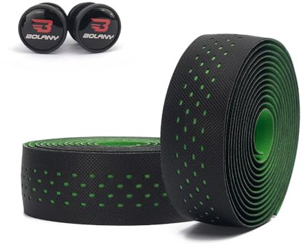 BOLANY Lenkerband für Rennrad, 2 Rollen PU-Oberfläche EVA-Schaum Lenkerbänder mit Endkappen
