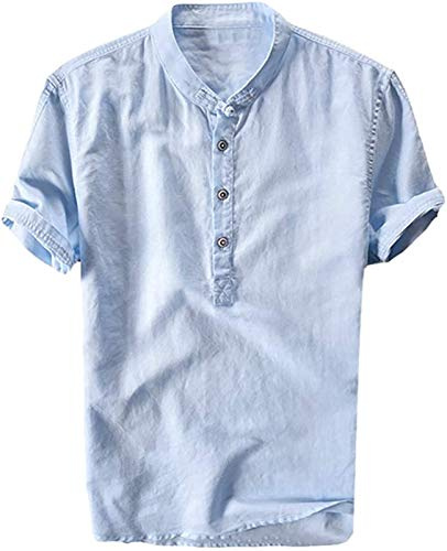 Camisas con Botones para Hombre Camisa de Manga Corta Shirts Clásico