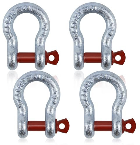 FAELNK 4 Stück Schäkel Hochfest Geschweifte Schäkel mit Augbolzen U Schäkel | Stahl Feuerverzinkt | fur Camping Klettern Transportieren und Heben von Lasten (WLL: 0,5t)