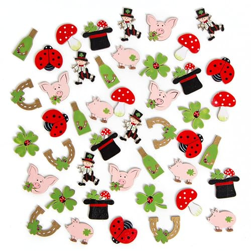Logbuch-Verlag Glücksbringer Set 45 TLG. Silvester Party Streudeko Holz Tischdeko Streudeko Deko Glücksschweinchen 4,5 cm
