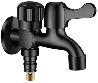 Robinet d'eau double double extérieur en laiton un sur deux sorties double sortie robinet extérieur double sortie extérieur, noir B Chaser of Light