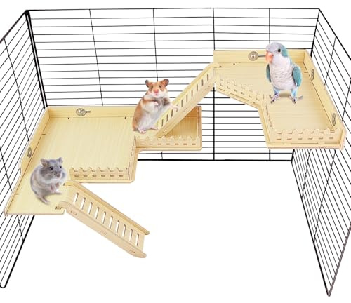 Hamster-Holzplattform, Chinchilla-Käfig-Zubehör, Hamsterleiter, Holzplattform, Sprungbrett, Kletterleiter für Kleintiere und Chinchilla, Meerschweinchen, Hamster, Rattenkäfig