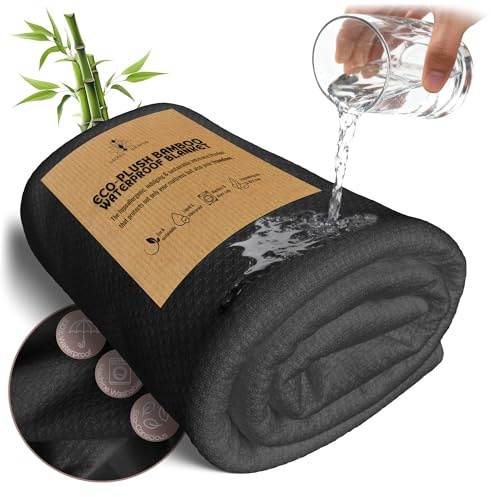 Sacred Weapon Bamboo Cooling Blanket for Bed – Waterproof Summer Throw for Hot Sleepers – Menopause, Night Sweats, Breathable Mattress Protector – Splash, Stain Proof – Double 150x200cm Grey