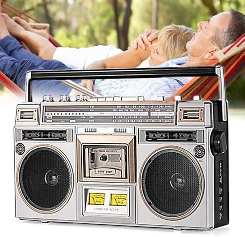 Bluetooth retro boombox med kassettspelare – högtalare i klassisk 80-talsstil med AM/FM-radio, hörlursuttag och modern teknik