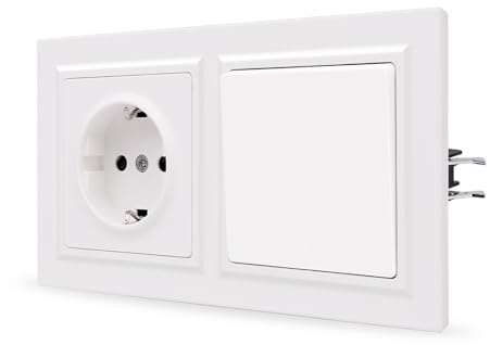 JIMEIDA Steckdose mit Lichtschalter Weiß Unterputz 1 Fach 1 Weg Glattes Hautgefühl mit Steckklemme 155 * 84mm,250V（Kann nicht vertikal installiert werden）
