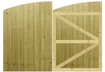 Premier Garden Supplies Made to Measure Tongue & Groove Fully Framed Arch Top Driveway Gates for Measurements Height 4ft - 5ft (120-150cm) x Width: 183cm - 213cm
