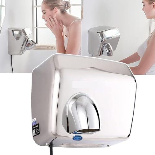 XZHWSZD Asciugamani Elettrico Commerciale da 2300 W, Asciugamani Elettrico da Parete, Asciugamani con sensore Automatico in Acciaio Inox, Temperatura del Vento: 45-55 (℃) di Grande Diametro