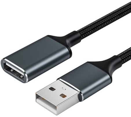 Generico Prolunga USB c - Cavo di prolunga USB 3.0 Tipo A da maschio a femmina | Cavo prolunga USB maschio-femmina, intrecciato in nylon compatibile con webcam, telefono, tastiera, stampante, disc