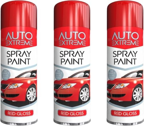 MIXEL Red Gloss Spray Paint, Quick-Dry Formulation, Durable, Chip-Resistant Coating, Long-Lasting Colour Vibrancy, Both Interior And Exterior Projects, (3PCS)