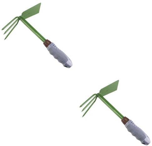 SUPVOX 2 Piezas Espesar Azada De Mano Herramientas Cultivador Herramientas De Hoja Herramientas De Rastrillo De Deshierbe Herramientas De Jardineria Japonesa Azadas De Doble Uso Green