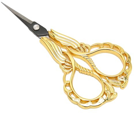 Piccolo ricamo, pizzo in cuciture in acciaio inox con manico ergonomico, forbici cromate vanadio per ricamo, artigianato fai da te (oro)