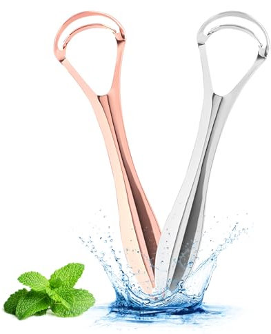 Gratte-Langue 2 Pièces Avec Double Tête De Grattage, Gratte-Langue En Acier Inoxydable, Anti-Mauvaise Haleine, Aide à L'Hygiène Bucco-Dentaire, Gratte-Langue Pour Adultes, Idéal Pour Les Voyages