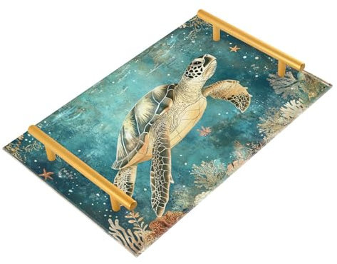 Plateau décoratif rétro en plastique avec poignées - Grand plateau de service pour bijoux, parfum pour restaurant, bandeja de décoracion para sala