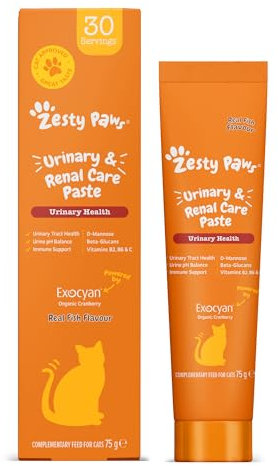Zesty Paws Pasta de orina y riñón para gatos | tracto urinario saludable | pH saludable de la orina | Fortalecimiento inmunológico | polvo de arándano | D-manosa | beta-glucanos | extracto de malta |