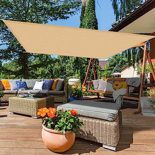 Toldo para exteriores de 2 x 6 m, 95% de bloqueo UV para jacuzzi, patio, jardín y fiestas en el patio, accesorio de toldo beige para máxima protección solar