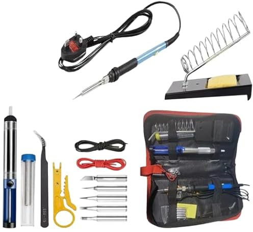 60W Soldering Iron Kit for Electronics - Adjustable Temperature 200°C-450°C, ON/Off Switch, 900M Tips, Desoldering Pump, Carry Case – Ideal for PCB Repair, DIY, Hobby, Jewellery