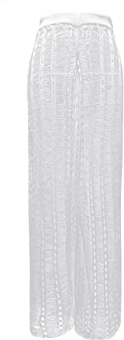 Vestido De Playa Mujer Crochet-Ropa Playa Mujer Talla Grande-Pantalones De Playa De Arrastre con Aberturas Huecas De Rejilla Transparentes Sexy para Mujer Bikini Conchas