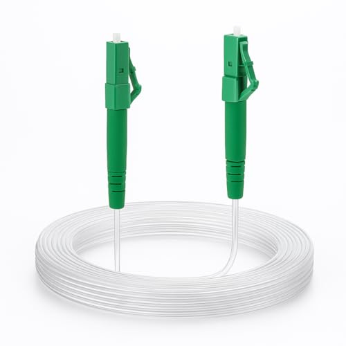 CONBIC® Glasfaserkabel LC/APC 8° zu LC/APC 8° Transparent/Unsichtbar, LWL Simplex, OS2 Patchkabel, 9/125μm, FTTH Lichtwellenleiter, G.657.A2, ultradünn & flexibel – inkl. Verlängerungsadapter (30m)