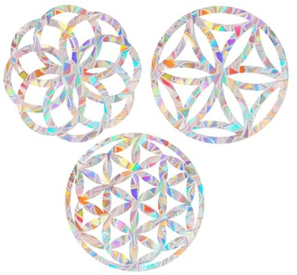 FUTUREORYY Pegatina Anticolisión para Ventanas con Diseño Prismático Arcoíris Decoración Removible sin Residuos para Sala y Protección de Aves