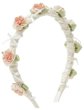 Vbxvsa Blumenkranz Haarreif mit Schleife Jasminblüten, Eleganter Blumen Haarkranz Kopfschmuck für Damen Mädchen, für Festival, Hochzeit, Braut, Sommerparty (rosa, Einheitsgröße)