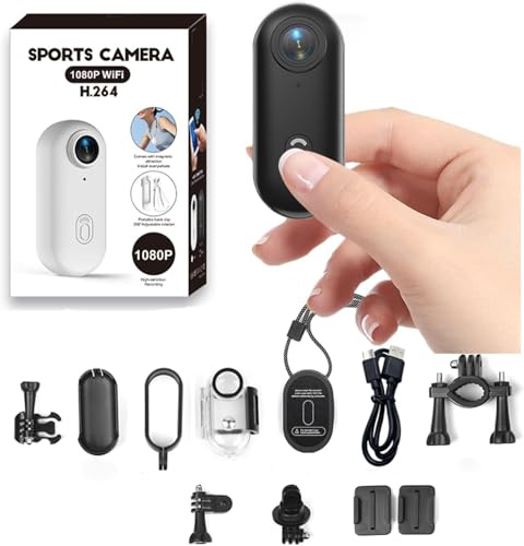 Micro Action Cam 1080p con Grandangolo da 120°, Body Cam Telecamera per Ciclismo Moto Videocamera POV Camera per Animali Nascoste da Esterno Sport Camera per vlog e Accessori Clip Magnetica Posteriore