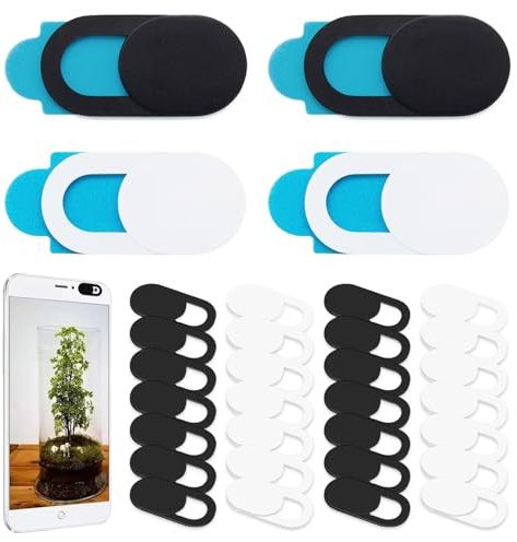 Juego de 32 cubiertas ultrafinas para webcam, cubiertas deslizantes para cámara de portátil, tableta y smartphone, protección de privacidad de plástico con adhesivo fuerte
