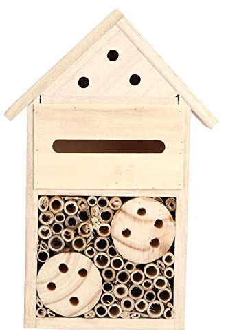 Blaihild Candlenut Wood Bee House, Lockar Pollinatörer, Miljövänlig Insektskupa, Hållbart Bihotell för Trädgårdsskötsel Utomhus och Biälskare (B stil)