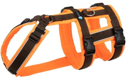 Anny-X Brustgeschirr Safety Protect | Farbe Leuchtorange-Braun | Sicherheits-Hundegeschirr Größe XS (Brustumfang 43-52 cm)