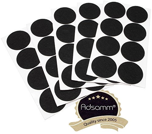 Adsamm® / 40 x deslizantes de Fieltro autoadhesivos/Negro/ø 60 mm/Redondo/Deslizantes de Fieltro para Muebles de 3,5 mm de Grosor/Deslizantes para Muebles y Suelos