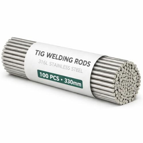 BMF DIRECT 316L Stainless Steel TIG Welding Rods 33cm Short Length Filler Rods for Stainless Steel Welding, Exhaust Repair & Fabrication (1.0mm, 100 Pack)