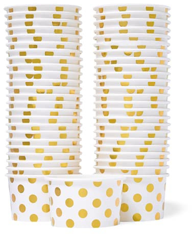 MATICAN Paper Ice Cream Cups - 50-Count 5.5-Oz Disposable Dessert Bowls for Hot or Cold Food